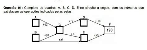 Complete Os Quadros A B C D E No Circuito A Seguir O N Mero Que