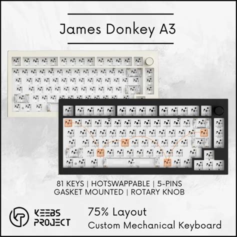Ready Stock James Donkey A Keyboard Kit Hot Swap Rgb Tri Mode Ghz Bluetooth Type C Knob