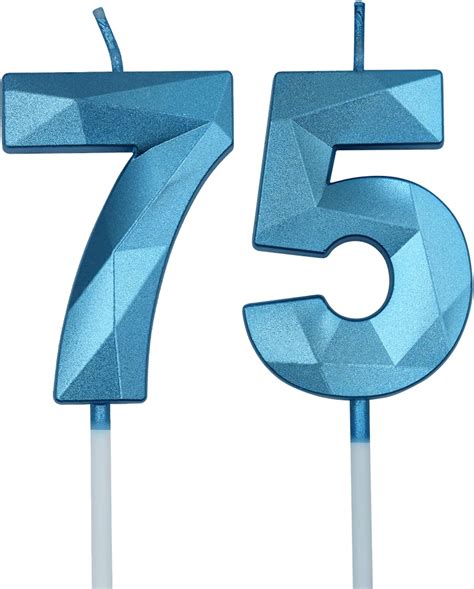 75th And 57th Birthday Candles For Cake Blue Number 75 57 3d