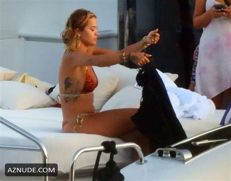 Rita Ora Seen In A Tiger Print Bikini Whilst On A Yacht In Corfu Aznude