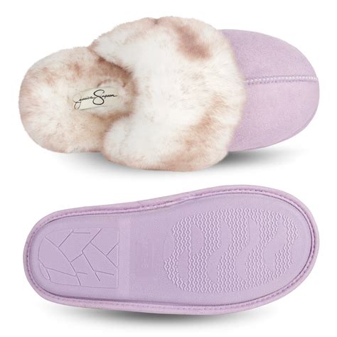 Jessica Simpson Comfy Faux Fur Womens House Slipper Scuff Memory Foam