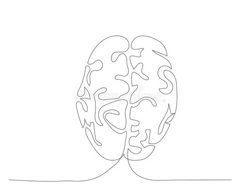 Continuous One Line Drawing Of Human Brain Genius Idea And Psychology