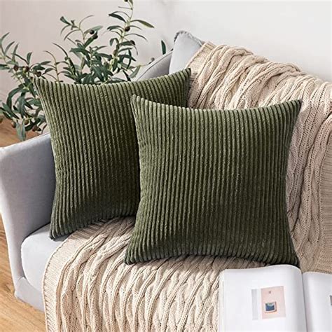 Amazon Miulee Pack Of Corduroy Pillow Covers Soft Soild Striped