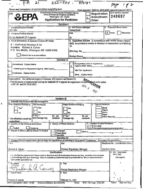 Fillable Online U S EPA Pesticide Product Label DUPONT BENLATE SP