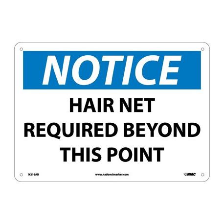 AccuformNMC MPPE OSHA Notice Safety Signs Hair Net Required Beyond