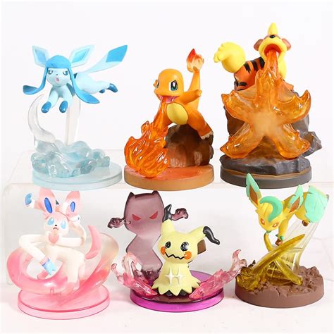 Figure Pok Mon Pikachu Charmander Sylveon Leafeon Growlithe Mimikyu