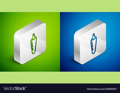 Isometric Line Hot Chili Pepper Pod Icon Isolated Vector Image