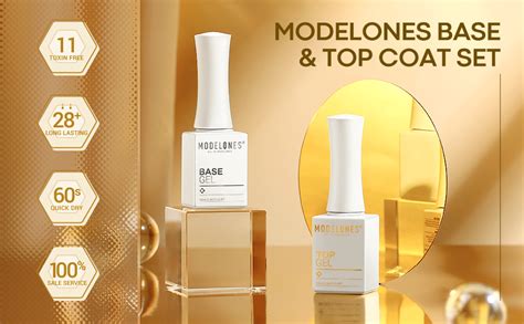 Modelones No Wipe Gel Base And Top Coat Set 2pcs Clear