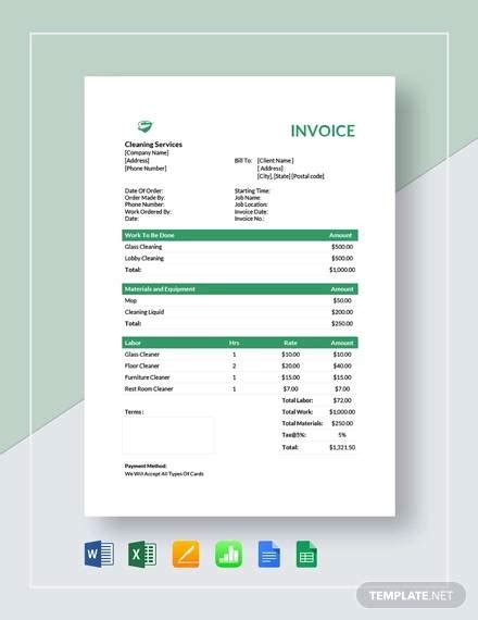 Free 13 Cleaning Service Invoice Templates In Pdf Ms Word