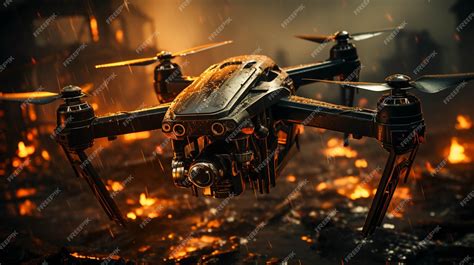 Premium AI Image | Drone war many military copter drones in battlefield