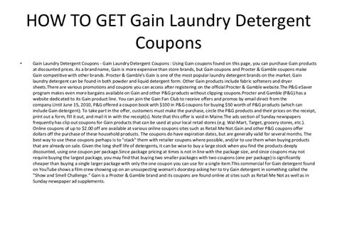 Free Printable Coupons Gain Laundry Detergent