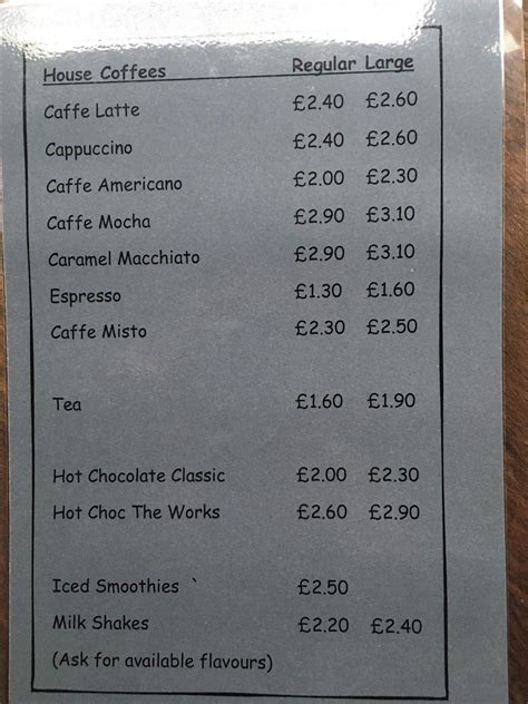 Menu At Overflowing Cup Cafe Bradford