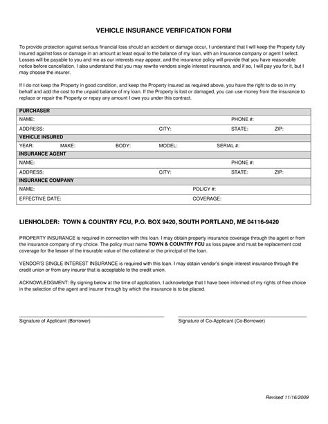 Car Insurance Form Template