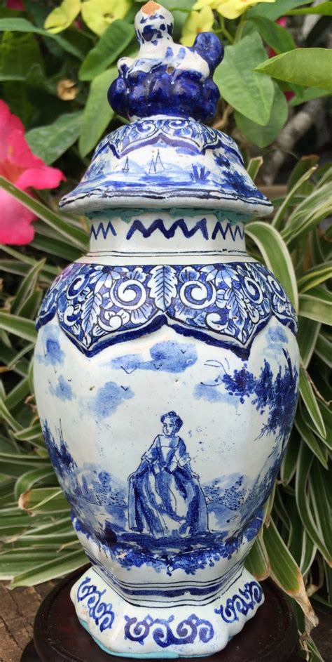 S Antique Old Delft Ginger Jar Vase Delfts Blauw Etsy