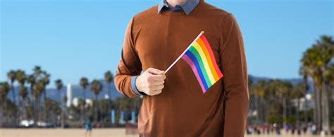 Premium Photo Close Up Of Man With Gay Pride Rainbow Flag