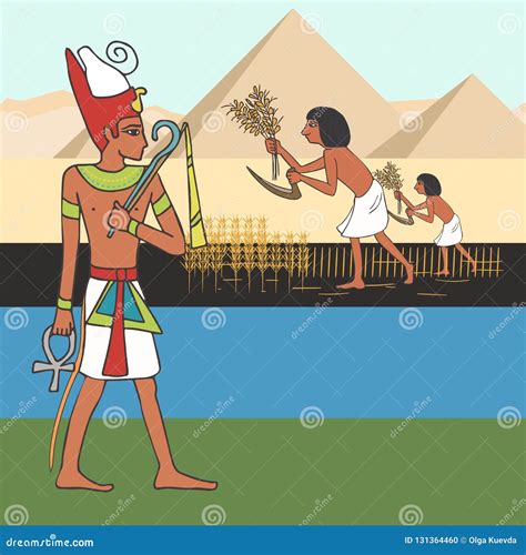 Symbols Of Ancient Egyptian Civilization Cartoon Vector Illustration