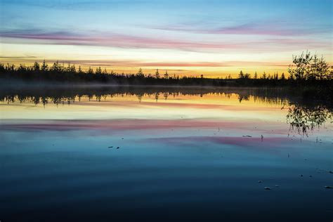 Summer Evening Landscape With River Forest And Cloudy Sky Photograph