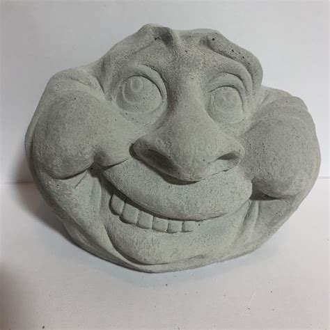 Concrete Rock Face Statue Solid Concrete Unpainted Garden Etsy Rock