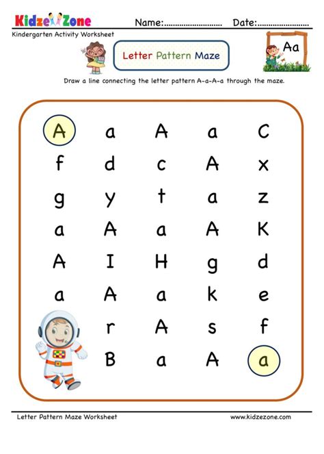 Letter A-a Maze Worksheet - KidzeZone