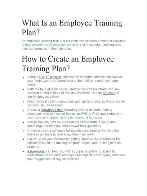 Employee Training Plan | PDF