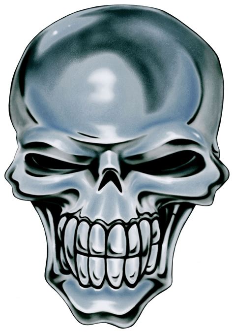 6 Printed Airbrushed Design Chrome Skull Vinyl Decal Sticker For Any