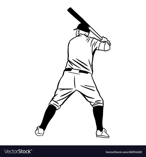 Baseball player back view Royalty Free Vector Image