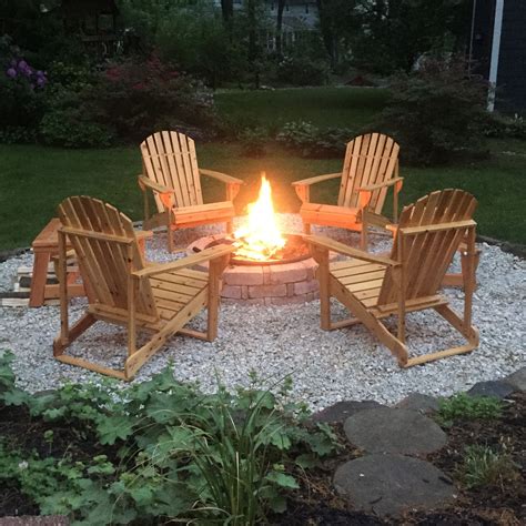 Black Adirondack Chairs Around Fire Pit / David Outdoor 5 Piece ...