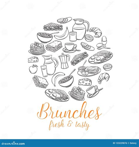 Vector Breakfast Round Banner For Menu Design Stock Vector