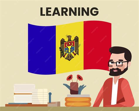 Premium Vector | Moldova flag with a male teacher learning or teaching