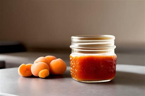 Premium AI Image A Jar Of Apricot Jam On The Tabletop