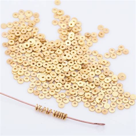 Gold Flat Disc Spacers Brushed Disk Heishi Spacers Beads Etsy