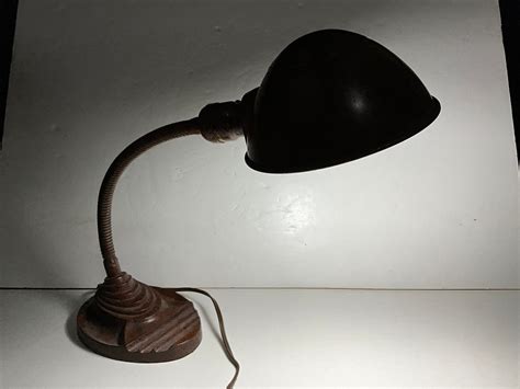 Vintage Eagle Gooseneck Art Deco Desk Lamp Cast Iron Base Etsy Canada