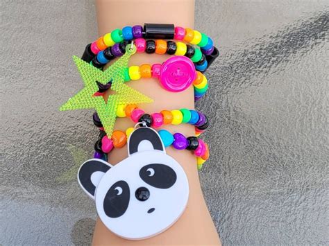 Set Of 5 Panda Kandi Bracelet Set Rainbow Bracelets Kandi Singles Rave