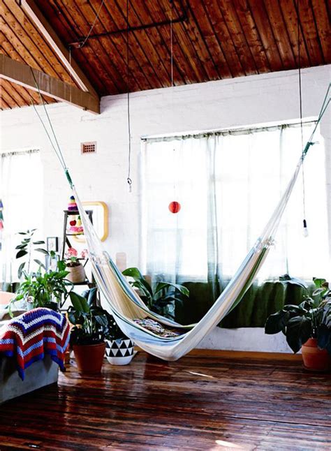 Beautiful Indoor Hammock Ideas With Plants Homemydesign