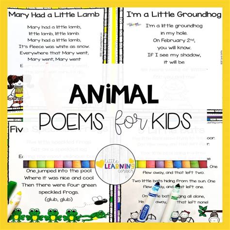 30 Short Animal Poems For Kids Little Learning Corner