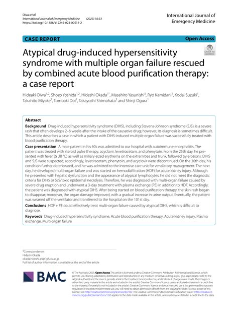 PDF Atypical Drug Induced Hypersensitivity Syndrome With Multiple