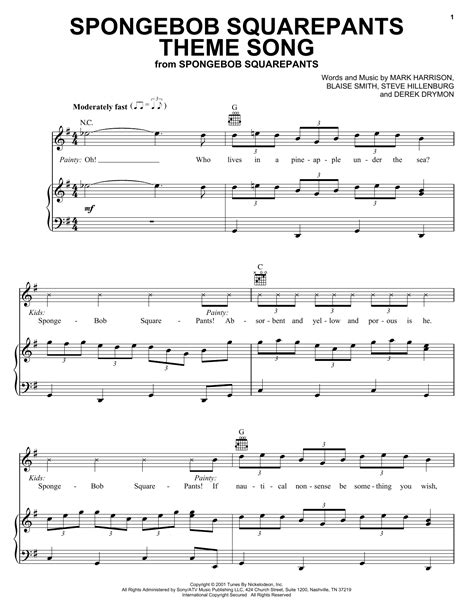 SpongeBob SquarePants Theme Song | Sheet Music Direct