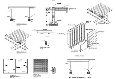 Detail 2d View Section Of Column And Roofing Block Autocad File Artofit