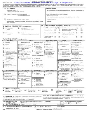 Fillable Online Civil Cover Sheet U S District Court United States