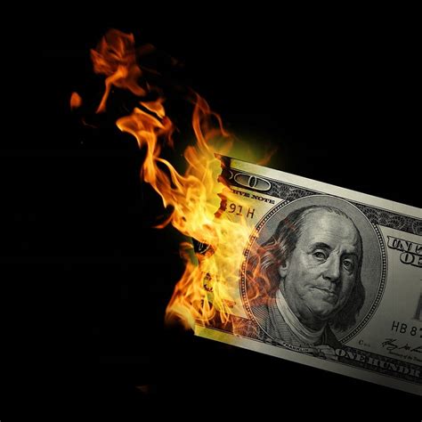 3d Money On Fire Money Benjamin Franklin Burn Burning Money Hd