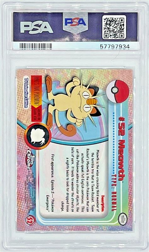 Meowth 2000 Topps Chrome Pokemon T V 52 Spectra Chrome PSA 9 MINT POP