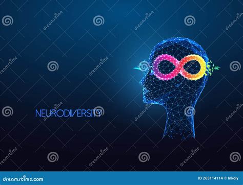 Futuristic Neurodiversity Concept With Human Head An Rainbow Color Infinity Symbol Isolated In