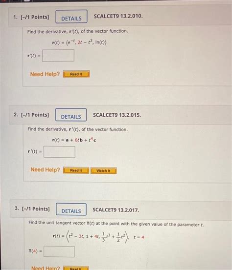 Solved 1 1 Points DETAILS SCALCET9 13 2 010 Find The Chegg