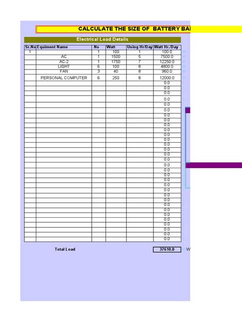 Battery Size Calculator (22.8.12) | PDF | Power Inverter | Rechargeable Battery