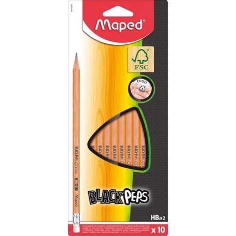 Maped Black Peps Crayon Hb Avec Gomme Tui Brochable Cartonn