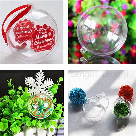 10x Clear Plastic Fillable Diy Craft Ball Ornament Christmas Tree Decoration