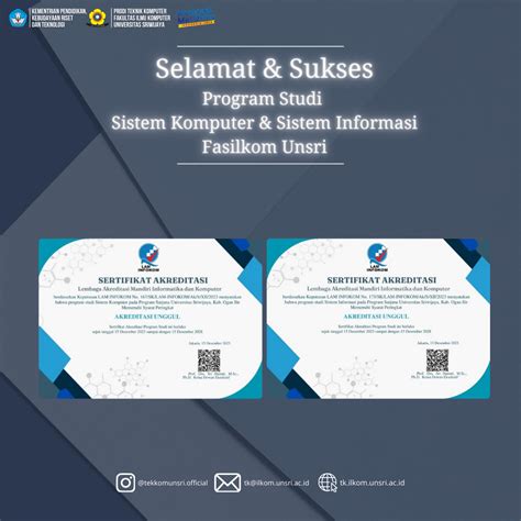 Selamat Sukses Program Studi Sistem Komputer Sistem Informasi