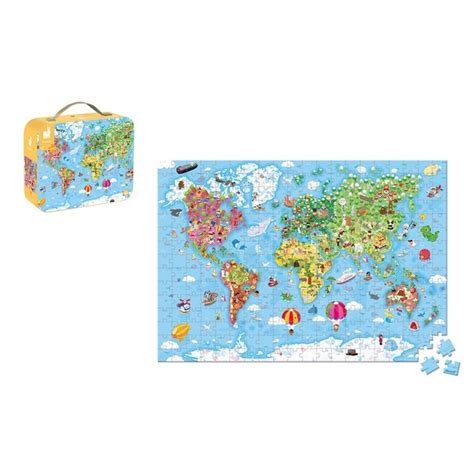 Puzzle Valise Carte du monde 300 pièces Janod King Jouet Puzzles