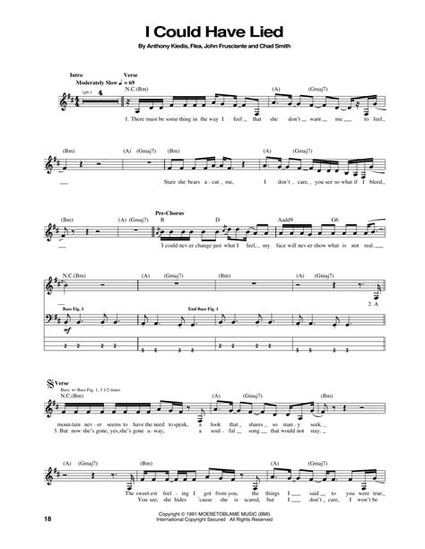 I Could Have Lied By Red Hot Chili Peppers Bass Tab Guitar Instructor