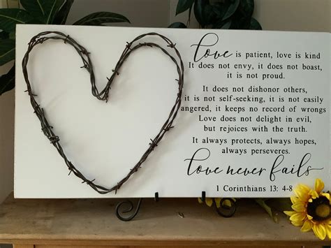 Love Is Patient Bible Verse Sign Hand Painted With Barbed Etsy